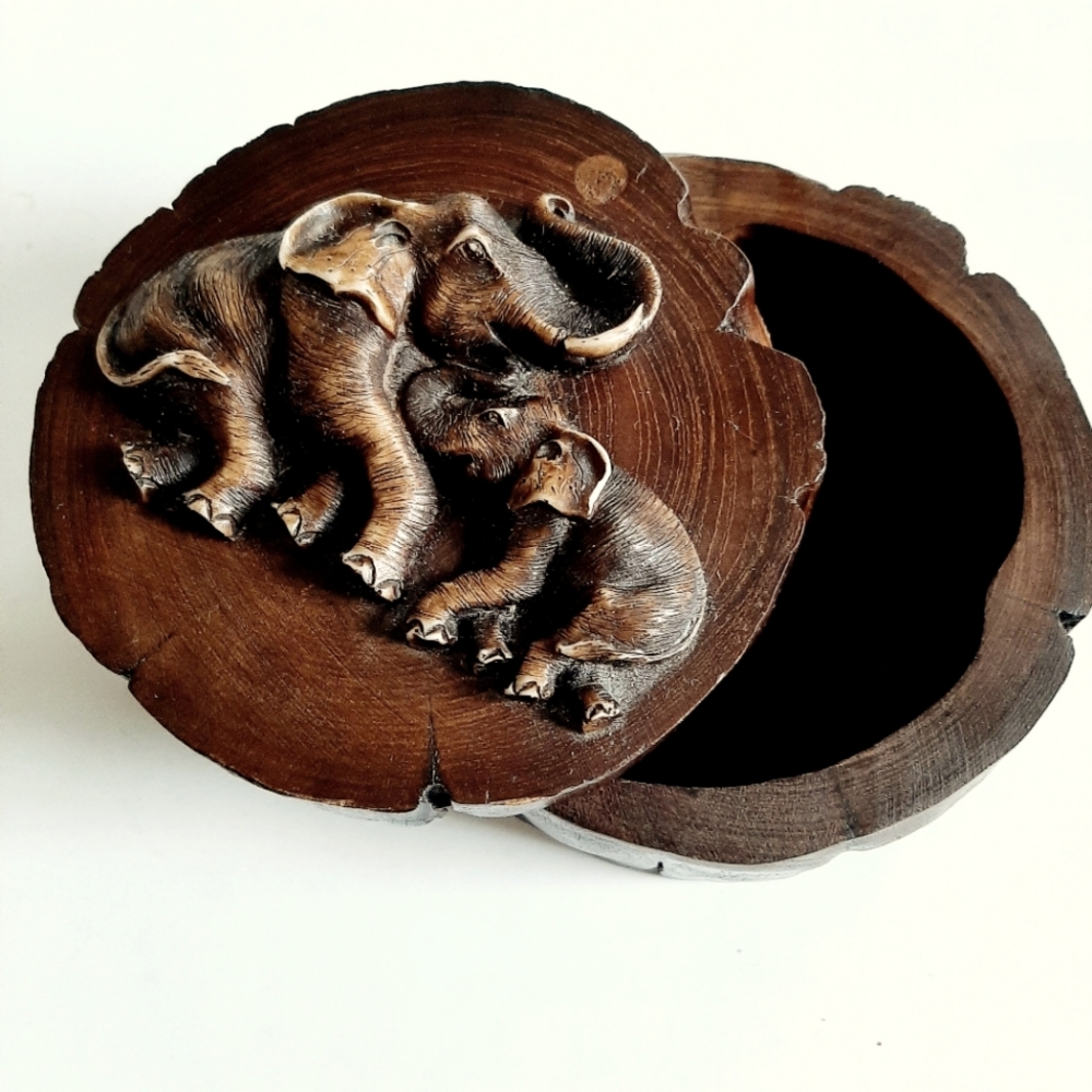 Unique Vintage Real Wood Trinket Box